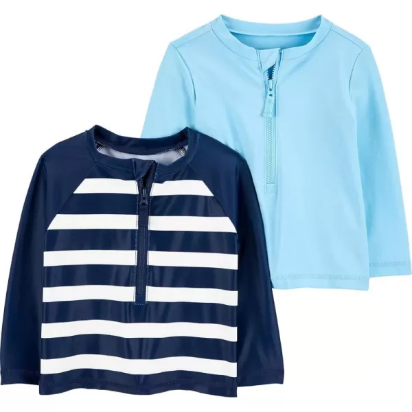 Simple Joys by Carters Boys 2Pack Assorted Rashguard SetsLight BlueNavy Stripe