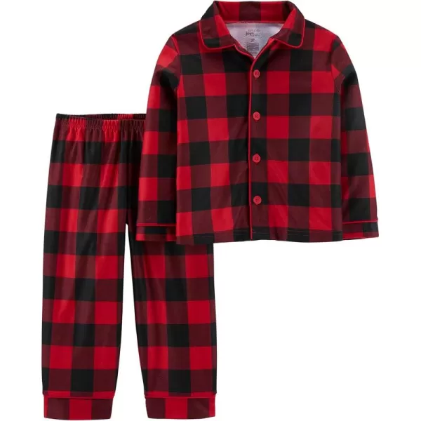 Simple Joys by Carters Toddlers and Baby Boys 2Piece Coat Style Pajama SetBlack Red Plaid