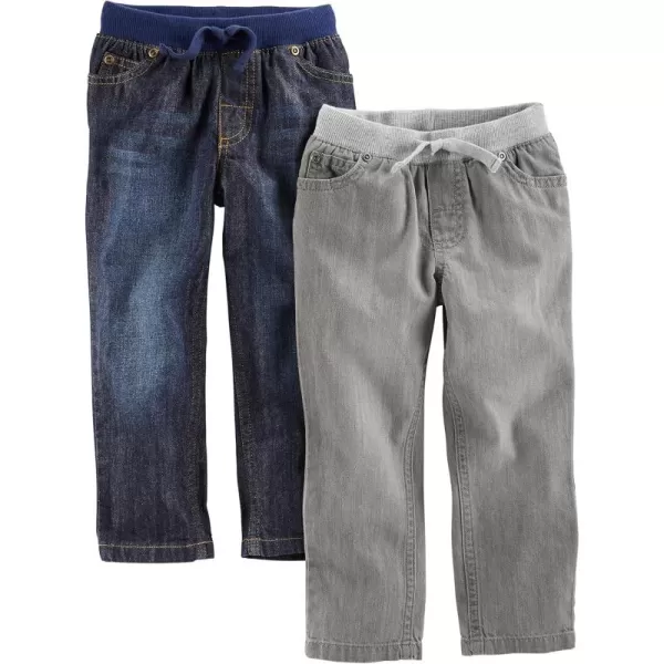 Simple Joys by Carters Toddler Boys PullOn Denim Pant Pack of 2GreyDenim