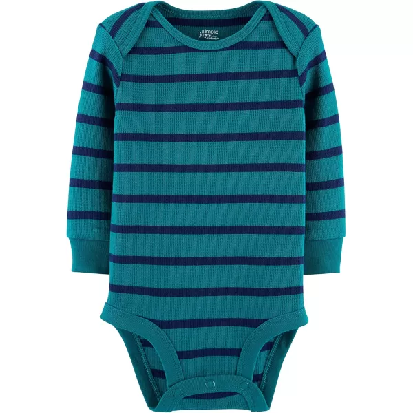 Simple Joys by Carters Baby 4Pack LongSleeve Thermal BodysuitBlue HeatherGrey HeatherStripe