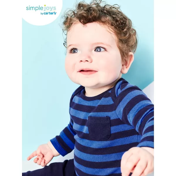 Simple Joys by Carters Unisex Babies Cotton Pants Pack of 4Black Mini StripeGreyLight GreyWhite Stripe