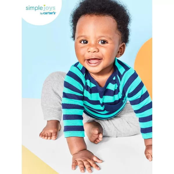 Simple Joys by Carters Unisex Babies Cotton Pants Pack of 4Black Mini StripeGreyLight GreyWhite Stripe