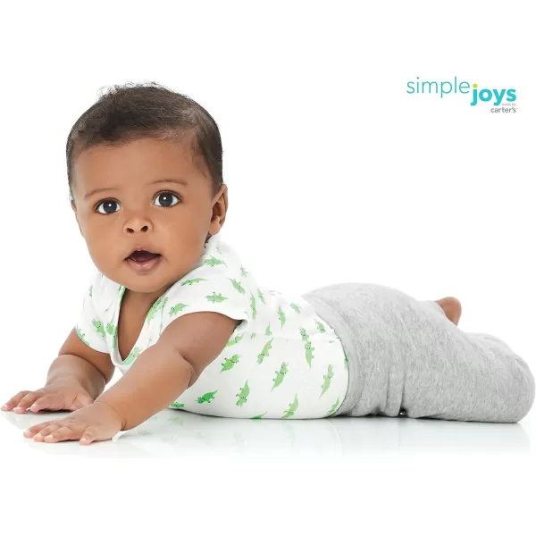 Simple Joys by Carters Unisex Babies Cotton Pants Pack of 4Black Mini StripeGreyLight GreyWhite Stripe