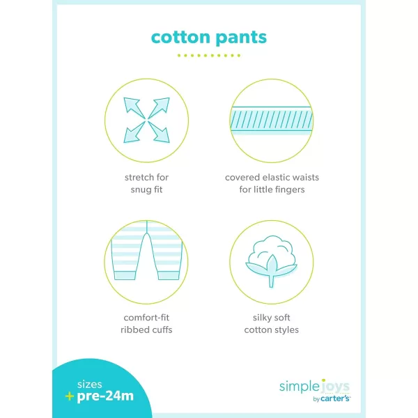 Simple Joys by Carters Unisex Babies Cotton Pants Pack of 4Black Mini StripeGreyLight GreyWhite Stripe