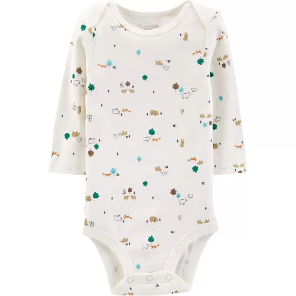 Simple Joys by Carters Unisex Babies LongSleeve BodysuitBearForest AnimalsStripe