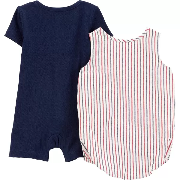 Simple Joys by Carters babyboys Button Rompers Pack of 2NavyRed Stripe