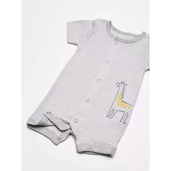 Simple Joys by Carters unisexbaby 3pack Snapup RompersAqua Blue Forest AnimalsGrey Mini StripeWhite