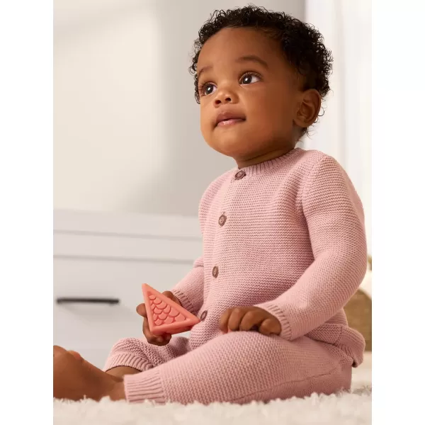 Simple Joys by Carters unisexbaby 3piece Sweater SetGrey StripeLight Pink