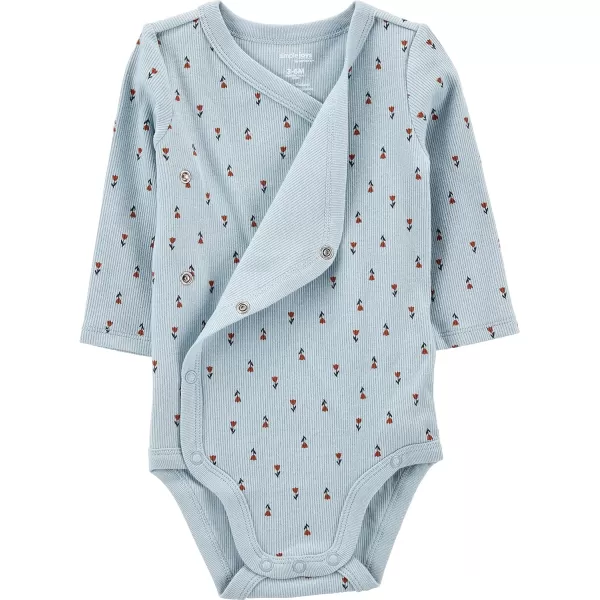 Simple Joys by Carters unisexbaby 4pack Side Snap BodysuitBlue FloralBrown Animal PrintLight GreyWhite Dots