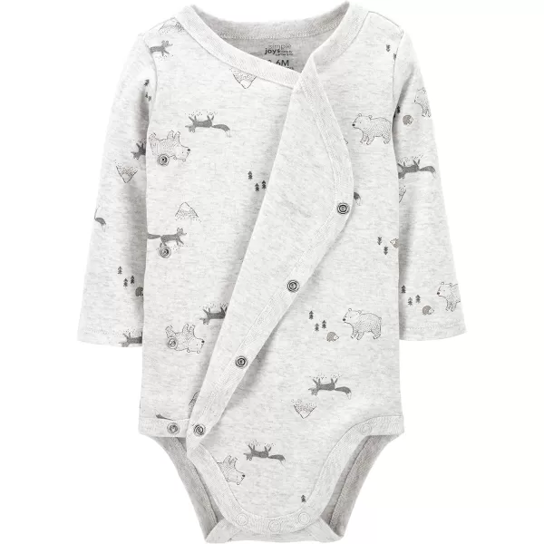 Simple Joys by Carters unisexbaby 4pack Side Snap BodysuitBrownGrey Forest AnimalsWhiteBear Print