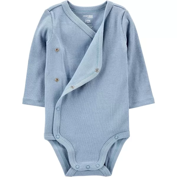 Simple Joys by Carters unisexbaby 4pack Side Snap BodysuitDusty BlueGoldGrey HeatherWhite Stripe