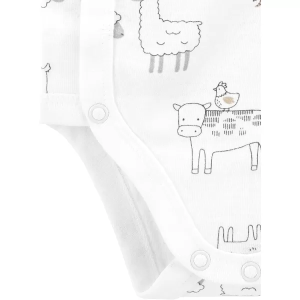 Simple Joys by Carters unisexbaby 5pack Side Snap Shortsleeve BodysuitGreenGrey Forest AnimalsLight Grey HeatherMint Green StripeWhite Llama