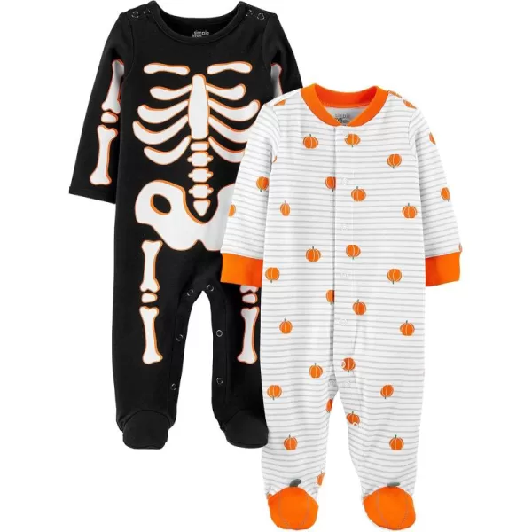 Simple Joys by Carters Baby 2Pack Halloween Cotton Footed Sleep and PlaySkeletonPumpkins