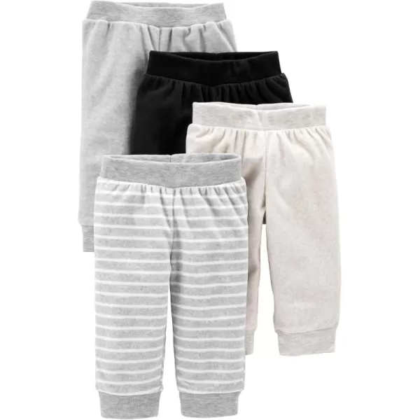 Simple Joys by Carters Baby 4Pack Fleece PantsBlackIvoryLight GreyWhite Stripe