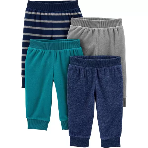 Simple Joys by Carters Baby 4Pack Fleece PantsBlue HeatherGreyNavy StripeTeal Blue