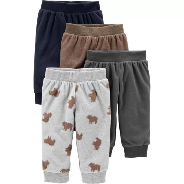 Simple Joys by Carters Baby 4Pack Fleece PantsBrownDark GreyLight Grey Bear PrintNavy