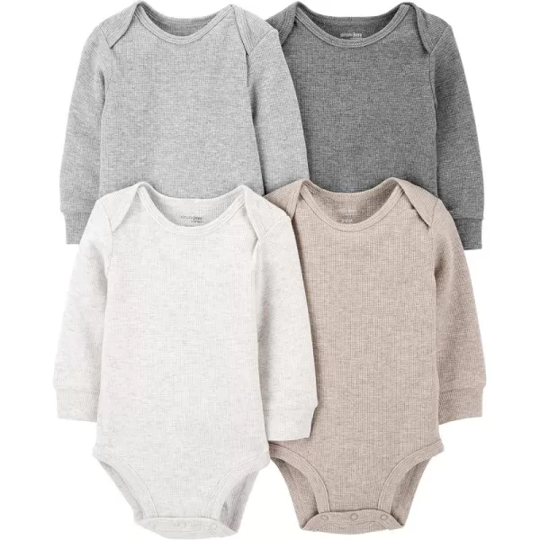 Simple Joys by Carters Baby 4Pack LongSleeve Thermal BodysuitBeigeDark GreyGreyIvory