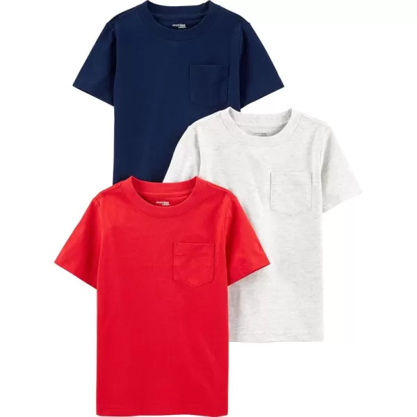 Simple Joys by Carters Baby Boys 3Pack ShortSleeve Tee ShirtsGrey HeatherNavyRed