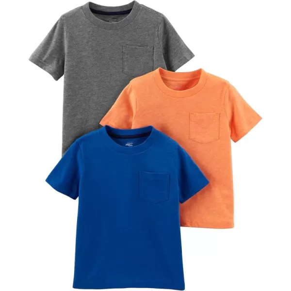 Simple Joys by Carters Baby Boys 3Pack ShortSleeve Tee ShirtsGreyOrangeRoyal Blue