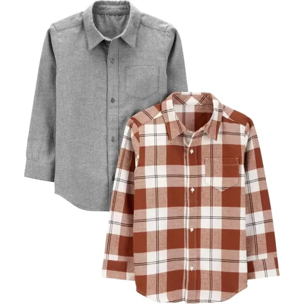 Simple Joys by Carters Boys LongSleeve Woven Shirt Pack of 2GreyMaroon Plaid