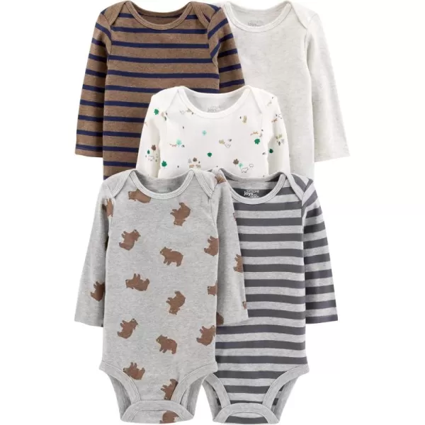 Simple Joys by Carters Unisex Babies LongSleeve BodysuitBearForest AnimalsStripe