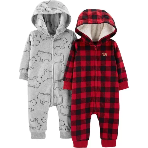 Simple Joys by Carters unisexbaby 2pack Neutral Fleece Hooded Jumpsuits