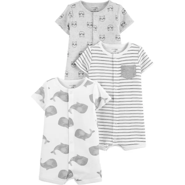 Simple Joys by Carters unisexbaby 3pack Snapup RompersPandaStripeWhales