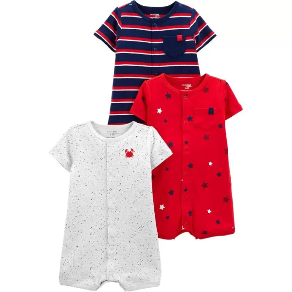 Simple Joys by Carters unisexbaby 3pack Snapup RompersRedWhiteBlue