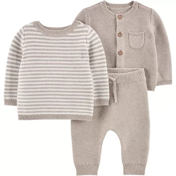 Simple Joys by Carters unisexbaby 3piece Sweater SetGrey Heather Stripe