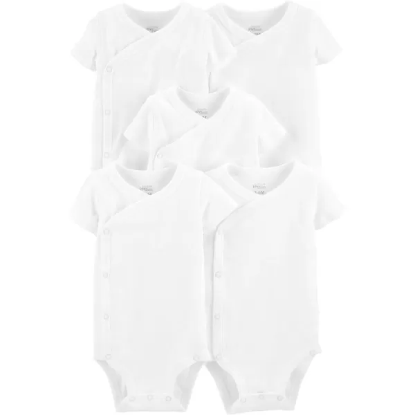 Simple Joys by Carters unisexbaby 5pack Side Snap Shortsleeve BodysuitWhite