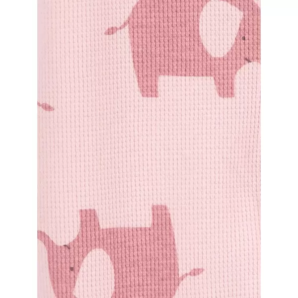 Simple Joys by Carters Baby Girls 2Way Zip Thermal Footed Sleep and Play Pack of 2Pink ElephantWhite Floral