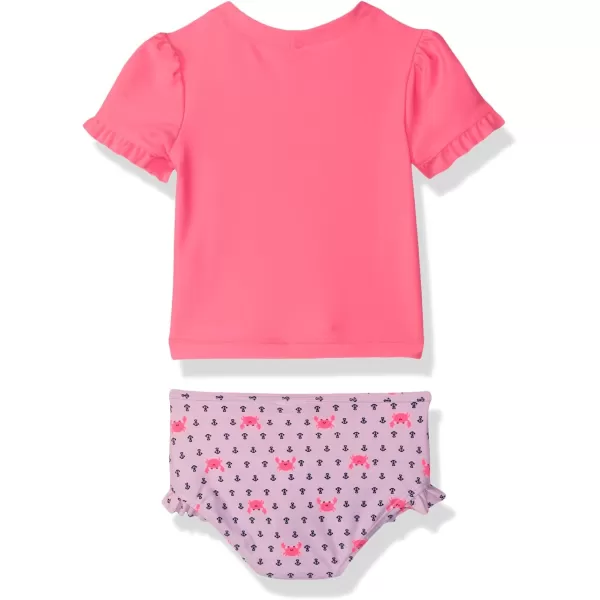 Simple Joys by Carters Girls 2Piece Assorted Rashguard SetsPink Anchor PrintSalmon Pink Crab