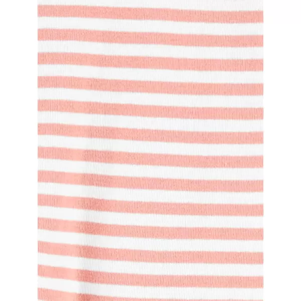 Simple Joys by Carters Girls 3Pack Snug Fit Footed Cotton PajamasGrey FloralPink StripeWhite Strawberries