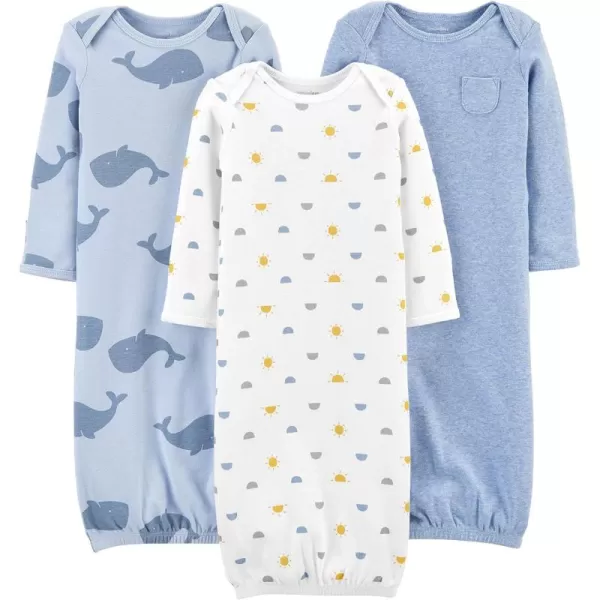 Simple Joys by Carters Baby Boys Cotton Sleeper Gown Pack of 3HeatherStripeWhales