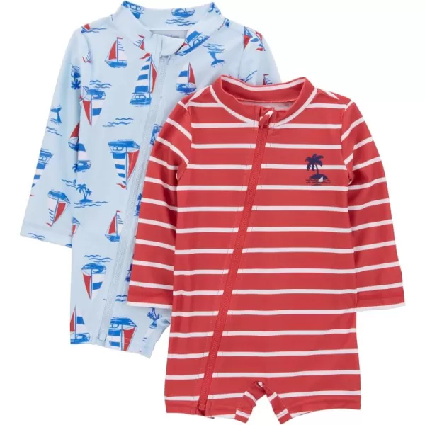 Simple Joys by Carters Boys 2Pack 1Piece Zip RashguardsBlueRed