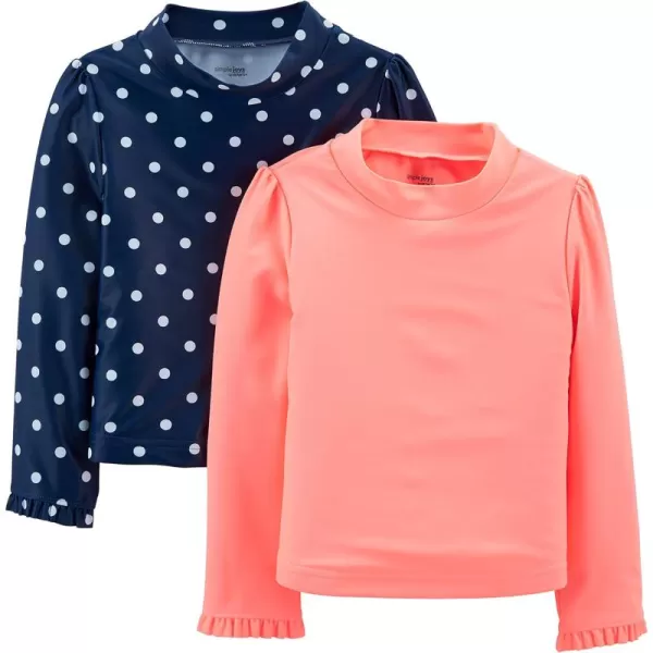 Simple Joys by Carters Girls 2Pack Assorted Rashguard SetsCoral PinkNavy