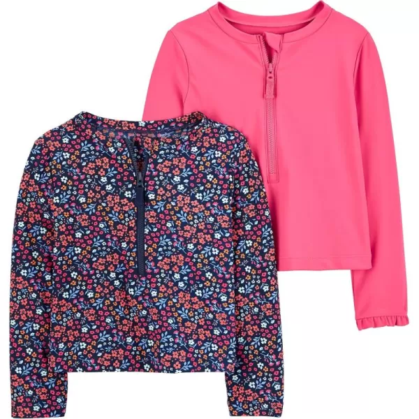 Simple Joys by Carters Girls 2Pack Assorted Rashguard SetsNavy FloralPink