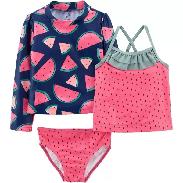 Simple Joys by Carters Girls 3Piece Assorted Rashguard Sets Watermelon 12 Months