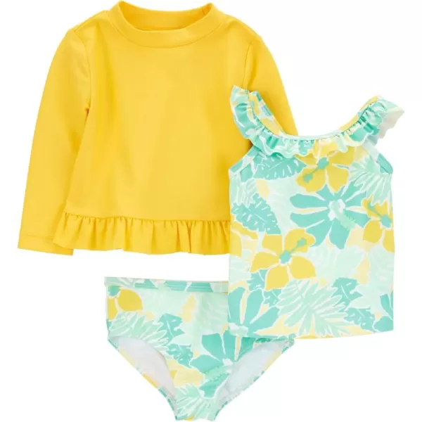 Simple Joys by Carters Girls 3Piece Assorted Rashguard Sets YellowGreen