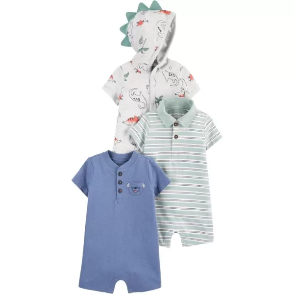 Simple Joys by Carters babyboys 3pack RompersDinosaurDogDouble Stripe