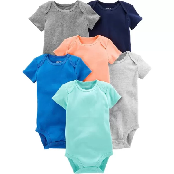 Simple Joys by Carters babyboys 6pack Shortsleeve BodysuitBlueOrangeMint Green