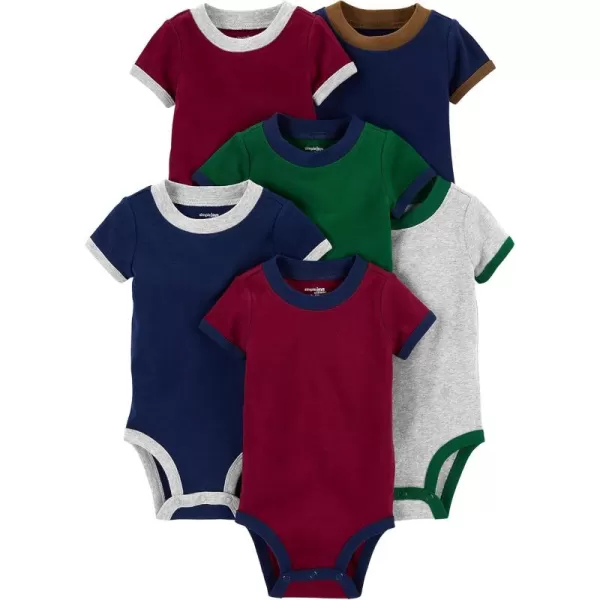 Simple Joys by Carters babyboys 6pack Shortsleeve BodysuitBurgundyGreenNavy