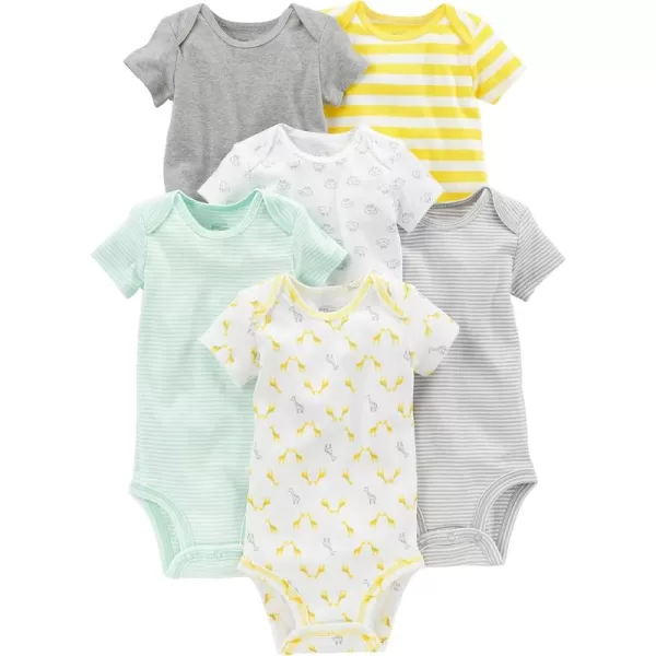 Simple Joys by Carters babyboys 6pack Shortsleeve BodysuitGreyYellow