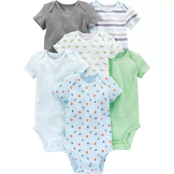 Simple Joys by Carters babyboys 6pack Shortsleeve BodysuitMulticolorDinosaurSportsStripe