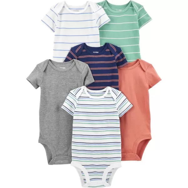 Simple Joys by Carters babyboys 6pack Shortsleeve BodysuitMulticolorStripe