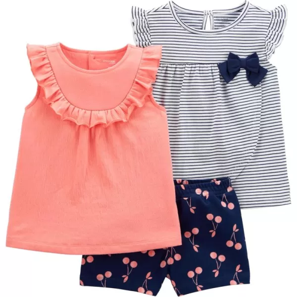 Simple Joys by Carters babygirls 3piece Playwear SetNavy StripeCherryPeach