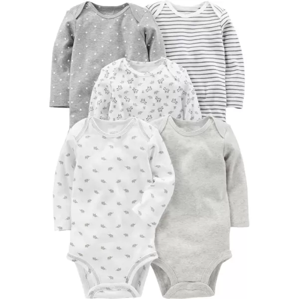 Simple Joys by Carters unisexbaby 5pack Longsleeve BodysuitGreyWhite