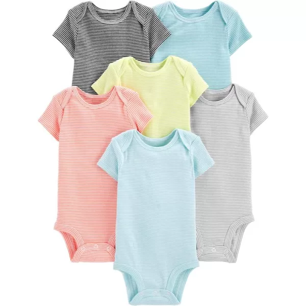 Simple Joys by Carters unisexbaby 6pack Shortsleeve BodysuitMini Stripe