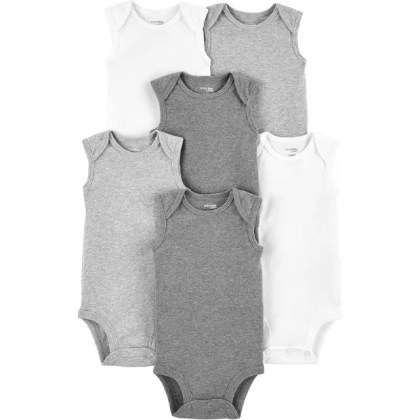 Simple Joys by Carters unisexbaby 6pack Shortsleeve BodysuitWhiteLight Grey HeatherMedium Grey Heather