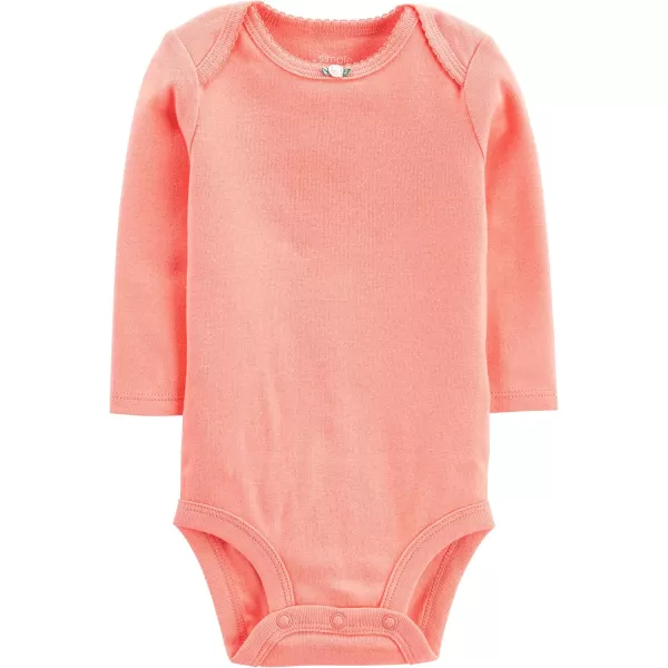 Simple Joys by Carters Baby Girls LongSleeve Bodysuit Pack of 5GreyMint GreenNavyPeachPink